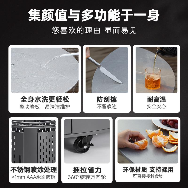 户外庭院岩板烧烤桌家用圆形烧烤炉别野院子木炭烤肉炉取暖烤火炉
