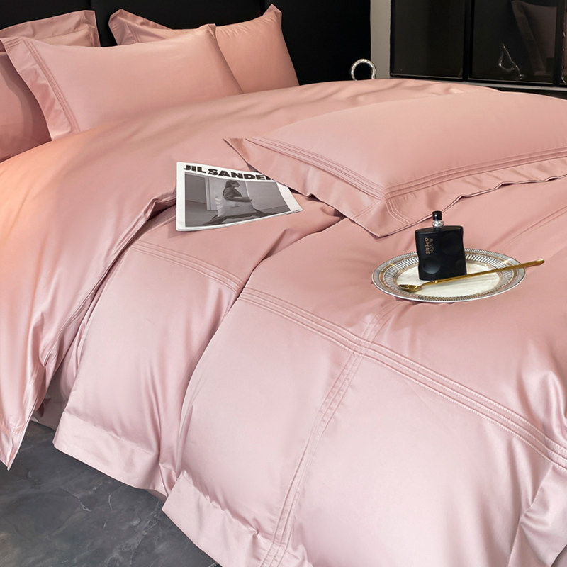 纯棉四件套2026新款60支长绒棉轻奢纯色埋绳简约欧式全棉床上用品