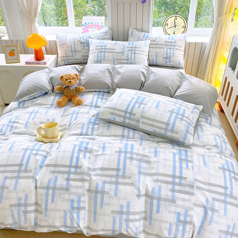 北欧简约纯棉四件套被套单件全棉单人被罩宿舍学生床单男女三件套