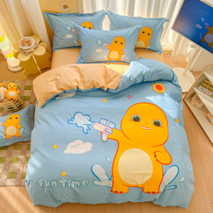 卡通小奶龙纯棉床上四件套男孩动漫卡通儿童全棉学生三件套单被套