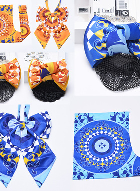 建行领结中国建设银行女式丝巾领花女职业头花网兜小方巾新款定制