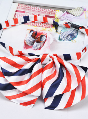 红色白色蓝色条纹领花头花领结套装银行酒店信用社员工作用衬衣领