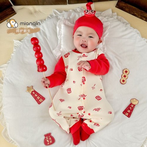 满月婴儿春秋款连体衣