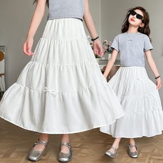 女童夏季半身裙2025新款儿童法式漂亮白色裙子小众蛋糕裙中长裙潮