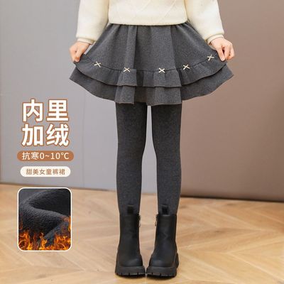 女童裤裙加绒裙裤打底裤假两件