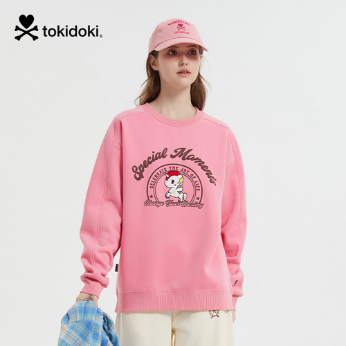 tokidoki淘奇多奇印花圆领卫衣2024新款秋冬男女同款情侣上衣宽松