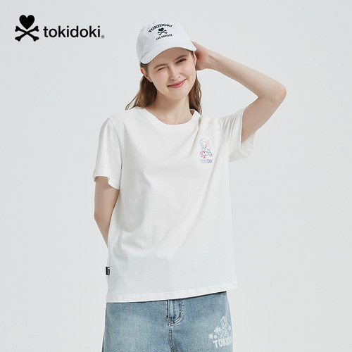 多巴胺色渐变绣花甜美可爱短袖t