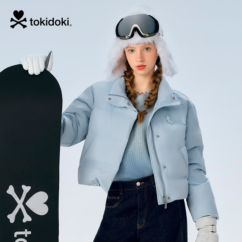 tokidoki2025冬季新款LOGO压胶短款羽绒服女款时尚百搭外套