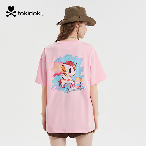 tokidoki潮牌2025春季新款后背油画印花短袖T恤男女同款情侣上衣