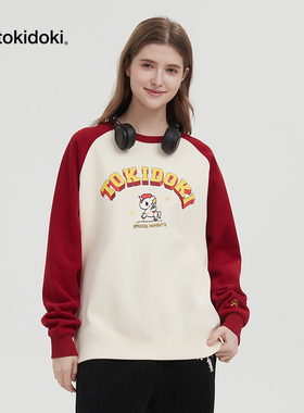 tokidoki淘奇多奇前胸印花插肩袖卫衣2024新款加绒男女圣诞上衣