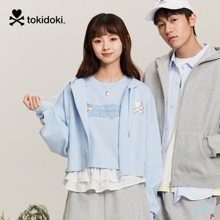 tokidoki潮牌2025春季新款后背印花截短女款拉链卫衣短款外套