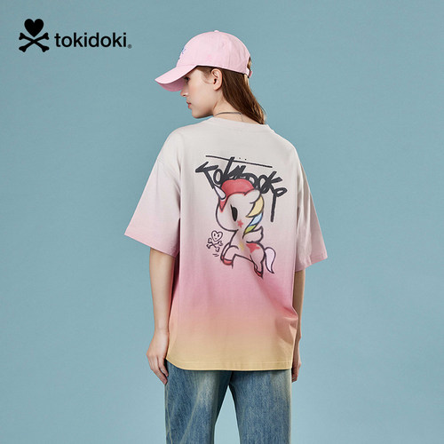 tokidoki潮牌26春夏新款时尚渐变涂鸦印花短袖T恤男女同款上衣