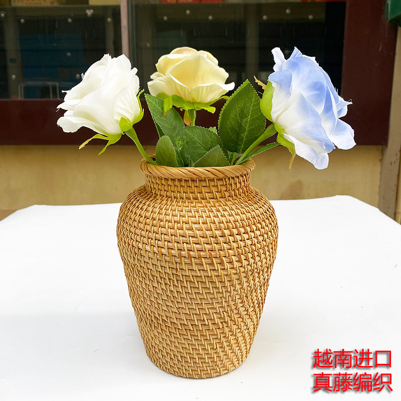 真藤织编花瓶插花小口径手工客厅家居干花花器书房桌面复古越南,家居饰品,花瓶,淘宝优惠券,粉丝福利购,淘宝优惠卷