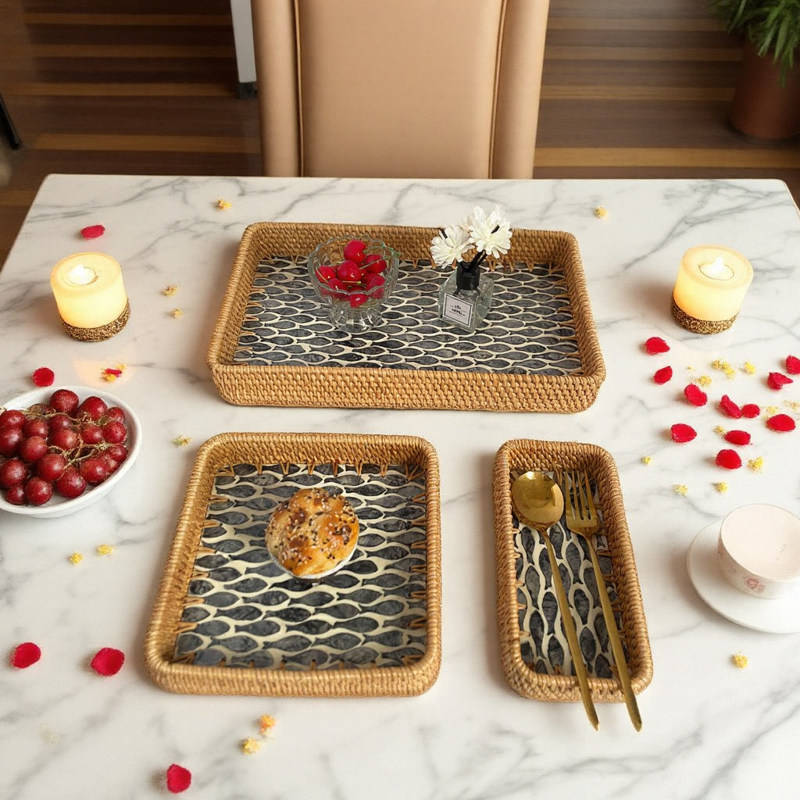 长方形贝壳越南秋藤编织杯子拖盘西餐茶餐厅宾馆用大中小号越南货,餐饮具,餐用托盘,淘宝优惠券,粉丝福利购,淘宝优惠卷