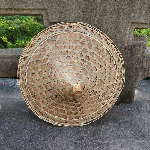 竹编斗笠尖头防雨防晒帽子加大