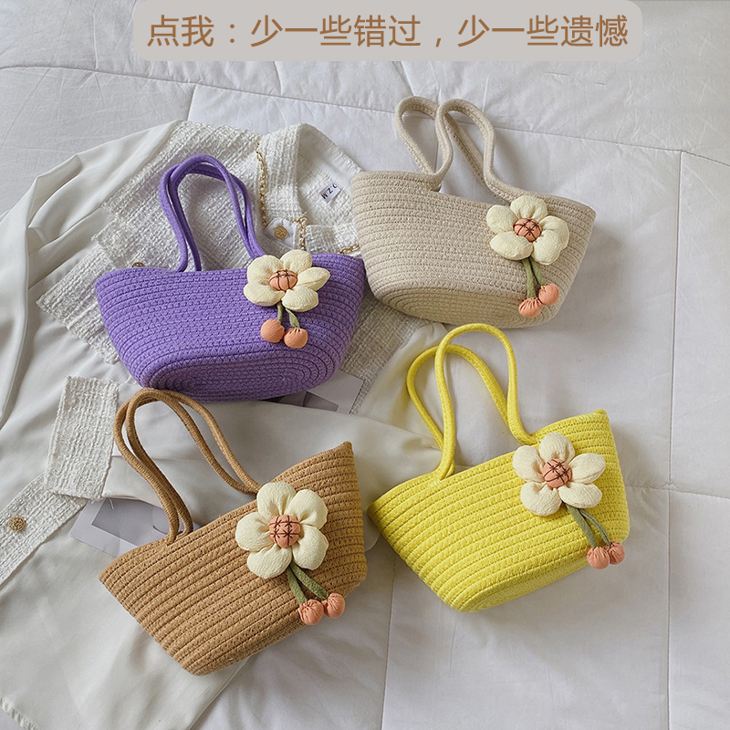 爱编工艺手提棉绳编织包韩版ins