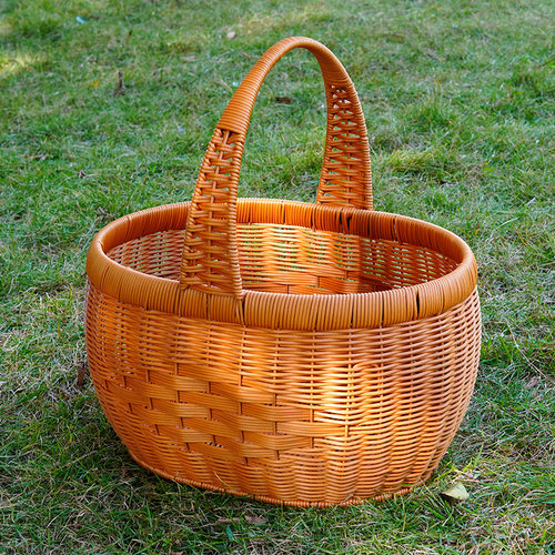 仿藤椭圆形手提篮加固买菜篮大号收纳篮购物篮采摘野餐篮拜拜篮