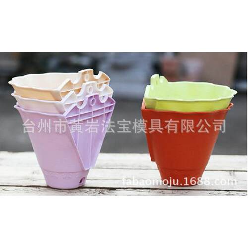 塑料可储水壁挂花盆挂墙设计新颖颜色亮丽彩色花盆塑料模具