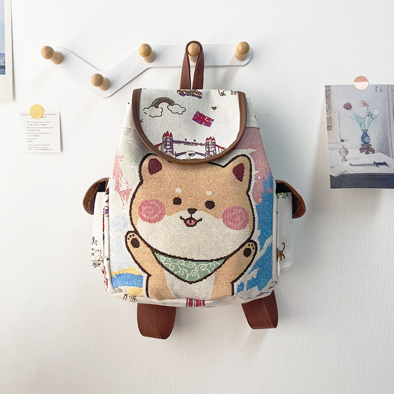 复古民族风特色束口扣盖抽绳刺绣双肩包现货款