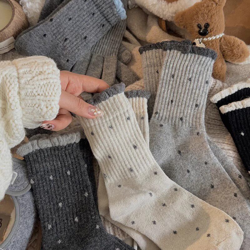 【5双波点袜】抗臭防菌新疆棉7A