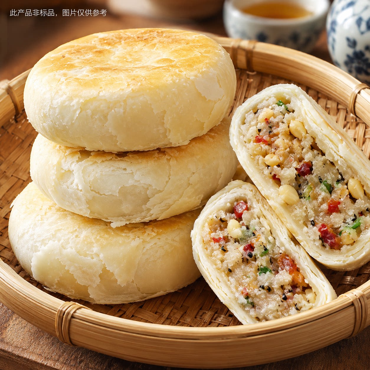 【地道美食】酥皮月饼夜宵懒人速食手工五仁软糯点心美味香甜枣泥