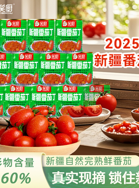 笑厨新疆番茄丁300g罐无添加防腐剂西红柿炒蛋完熟番茄块家用蔬菜