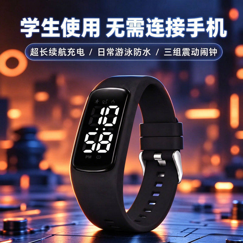 中学生运动手环手表男震动闹钟智能防水游泳初高中生专用电子表女