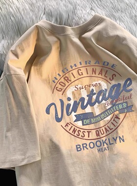 奥特莱斯~品牌折扣外贸专柜撤回纯棉新款夏季百搭印花短袖t恤潮流