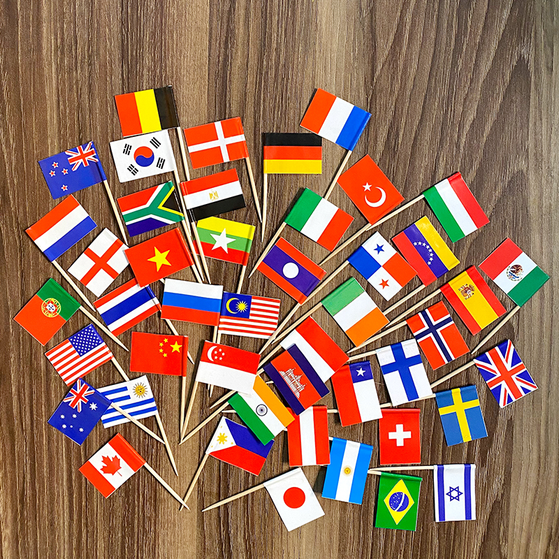 牙签国旗100国混合各国插旗汉堡