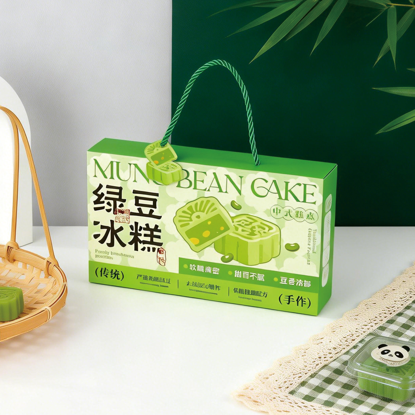 绿豆糕包装盒12粒端午节礼盒小清新烘焙手工绿豆饼绿豆冰糕盒空盒