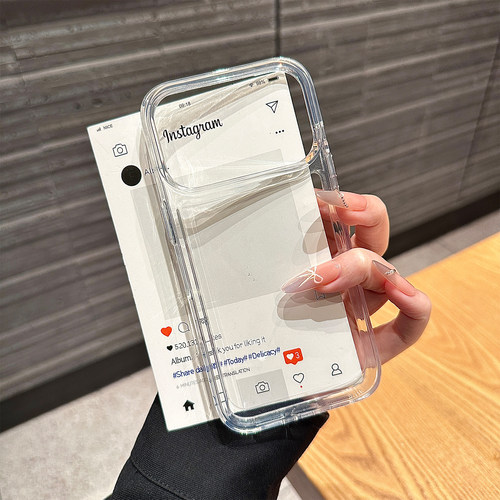 适用苹果17promax手机壳新款彩绘iPhoneAir太空壳16pro透明简约15高级感小众14硬背软边13全包防摔硅胶保护套