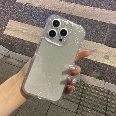 适用iPhone17promax手机壳15pro透明闪粉苹果14pro全包防摔高级感ip14防摔硅胶13亚克力爆款女高级12pro软16