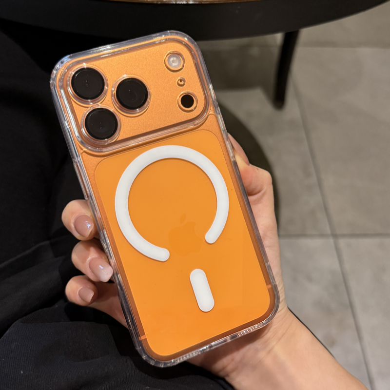 新款透明磁吸适用苹果17promax手机壳亚克力iPhone16pro彩绘15pm自带镜头膜14高级感小众13全包防摔保护套