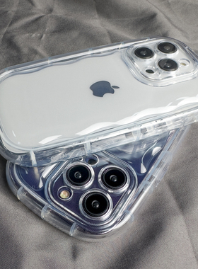 加厚透明气囊适用苹果17promax手机壳新款iPhone14pro硅胶防摔13全包15高级感plus小众12简约女por软11套ip16