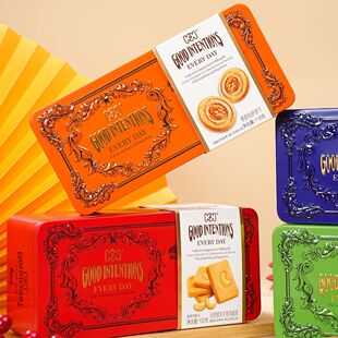 超友味腰果脆饼铁盒装休闲零食可可曲奇海盐太妃脆下午茶点心糕点