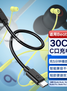 赢潜 适用beats耳机充电线studio buds充电器beatsX flex/beats Fit Pro充电线数据线pd快充双type-c短线