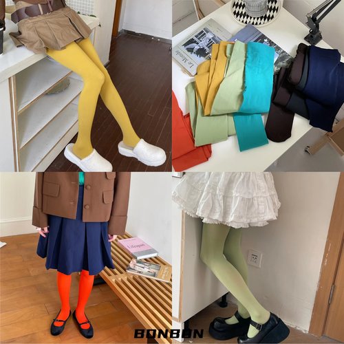 糖果色天鹅绒打底袜多色时髦搭