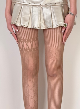 BON 小众设计库洛牌风ab款亚文化甜酷蕾丝镂空千禧辣妹y2k网袜