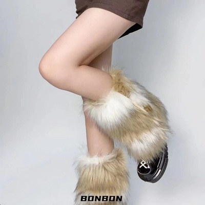 复古摩登y2k仿皮草袜套