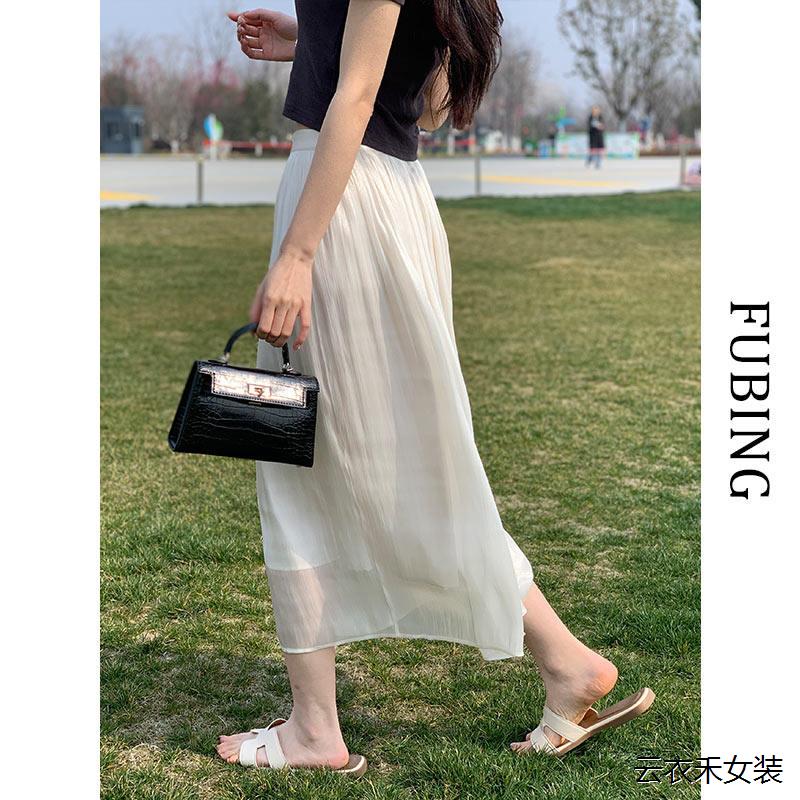 飘逸流光纱裙半身裙女夏