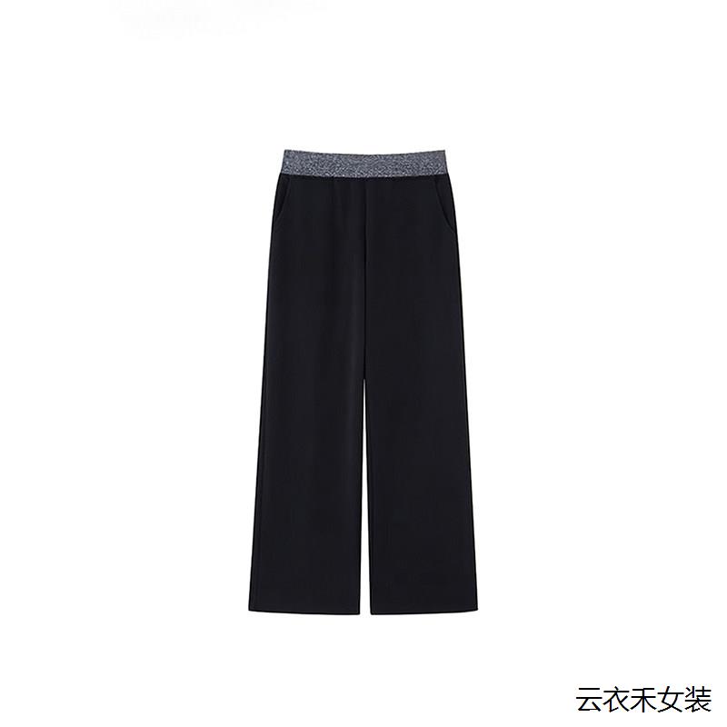 黑色拼接休闲运动裤女春