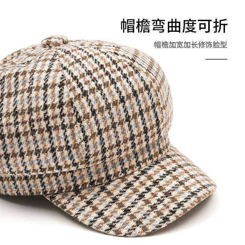 秋冬保暖格纹画家帽千鸟格八角贝雷帽女日系复古文艺鸭舌帽报童帽,运动包/户外包/配件,运动帽,淘宝优惠券,粉丝福利购,淘宝优惠卷