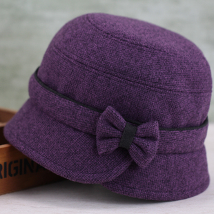 秋冬天老人帽子女短檐渔夫帽毛呢加厚奶奶保暖休闲中老年妈妈棉帽