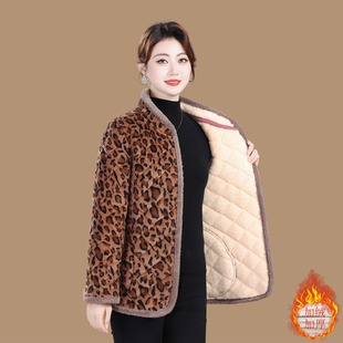 加绒加厚秋冬装 老人棉衣外套妈妈棉衣新款 老年人女保暖棉袄妈妈装