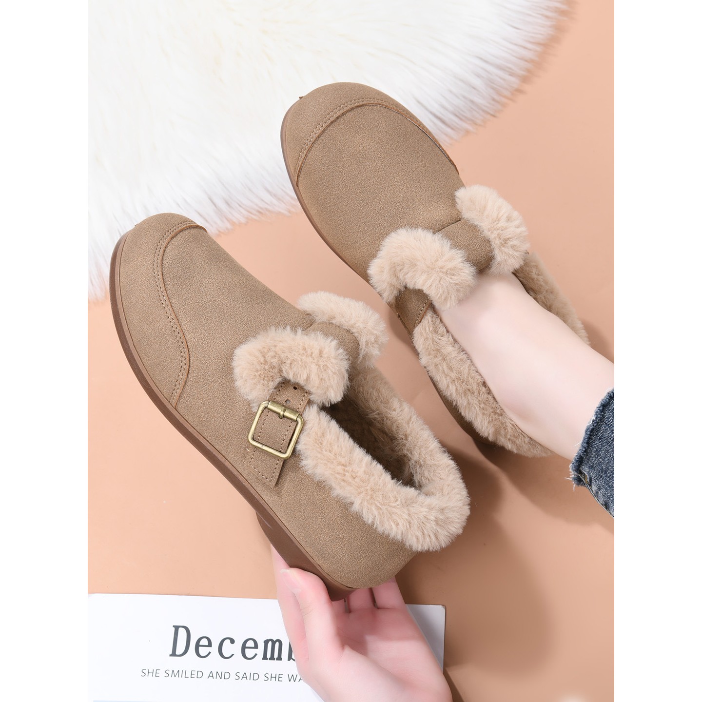 一脚蹬加绒加厚棉鞋2025冬季