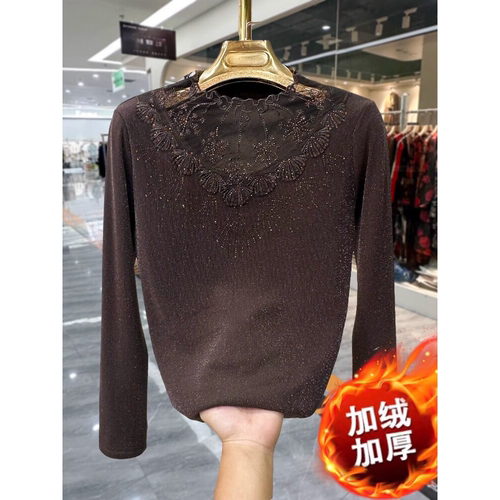 时尚洋气妈装秋冬蕾丝烫钻