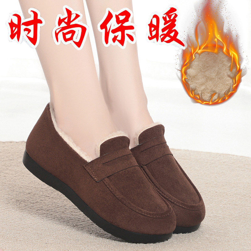 老北京布鞋冬季新款女二棉休闲保暖妈妈鞋平底防滑一脚蹬薄绒棉鞋,女鞋,勃肯鞋/软木鞋,淘宝优惠券,粉丝福利购,淘宝优惠卷