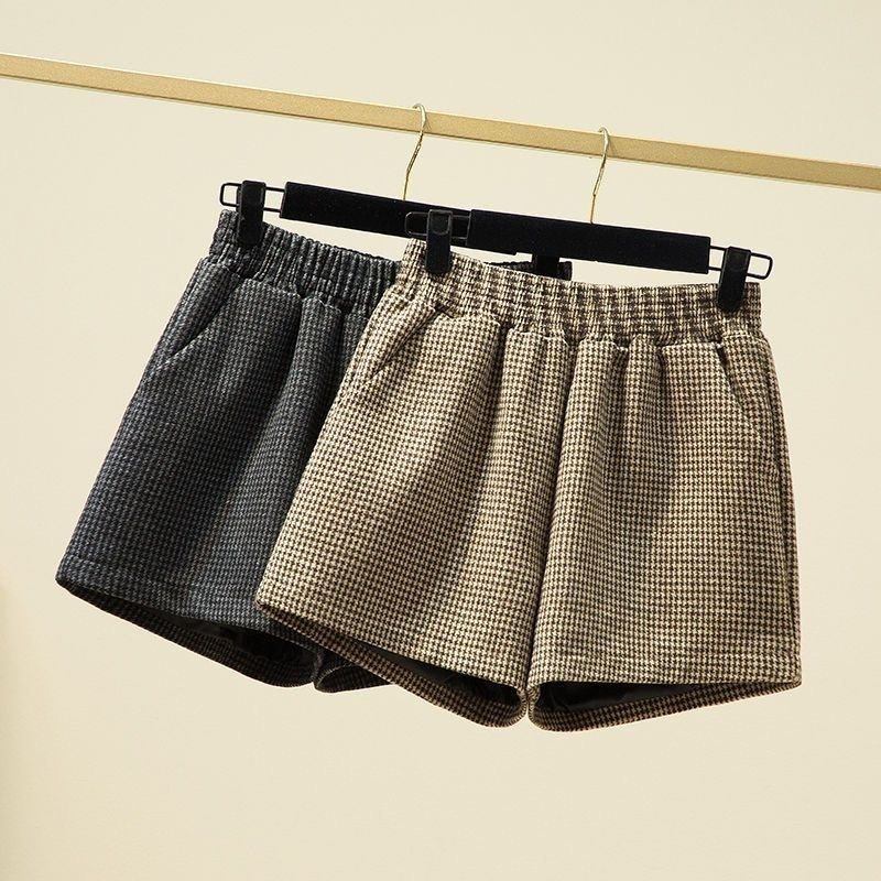 千鸟格短裤女2026春季新款高腰a字阔腿显瘦格子短裤外穿打底裤靴,女装/女士精品,大码裤装,淘宝优惠券,粉丝福利购,淘宝优惠卷