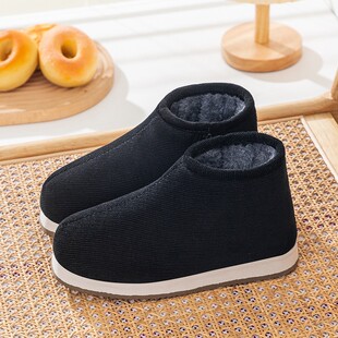冬季棉鞋男款老北京加绒布鞋老人保暖鞋传统老式手工棉拖鞋女冬天