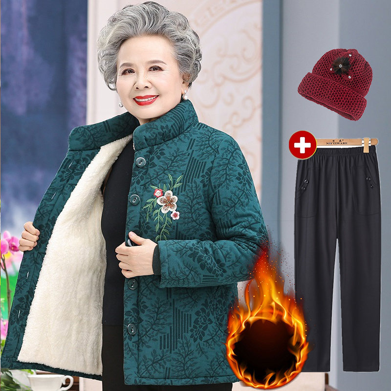 大棉袄加绒加厚冬装保暖连帽外套